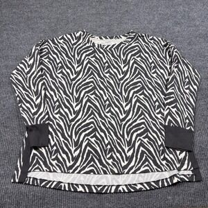 Wonderly Studio Shirt Womens L Zebra Print Black White Long Sleeve Top